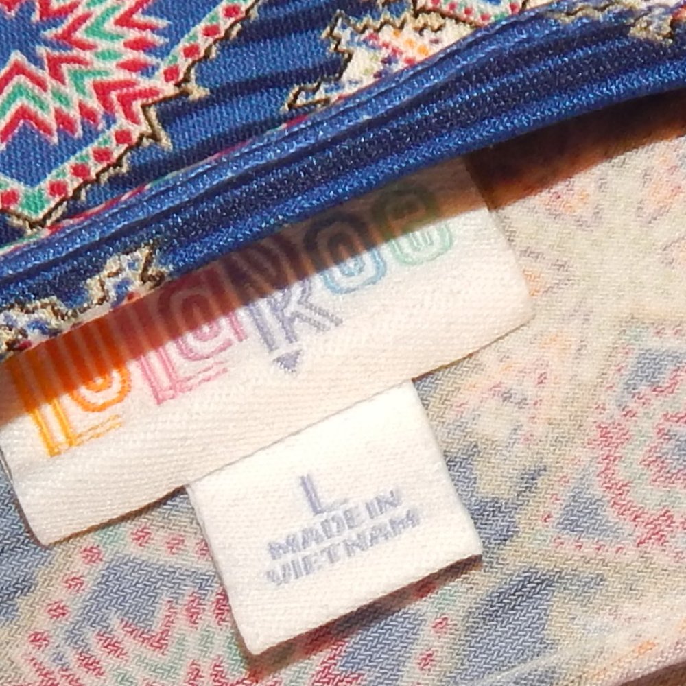 LuLaRoe "Nicole" Dress  NWT  Size L  Blue Multi-Color - Picture 7 of 7